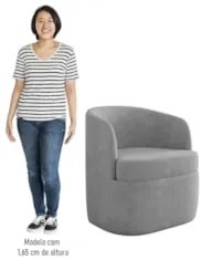 Kit 2 Poltronas Giratória Decorativa para Sala Dandara Z08 Veludo Cinz