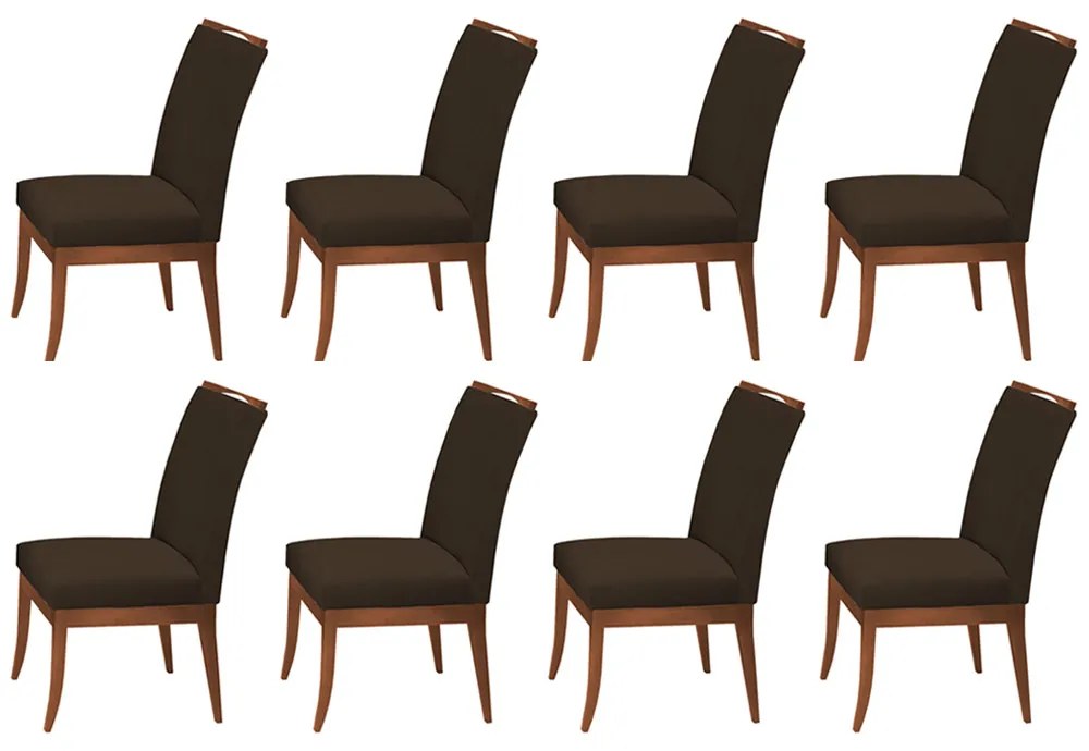 Conjunto 8 Cadeiras Sala de Jantar Lana Veludo Marrom