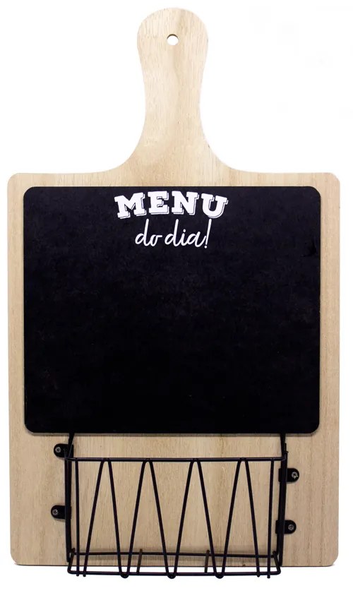 Porta Objeto de Madeira Tábua Menu do Dia 40x24x8 cm - D'Rossi