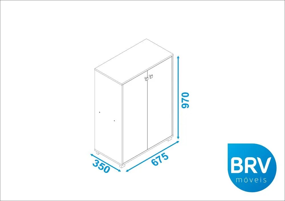 Armário 2 Portas 2 Prateleiras Bam104 - Branco