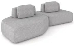 Sofá Ilha 275cm 2 Módulos Sala de Estar Moby Boucle Grafite Z08 - Mpoz