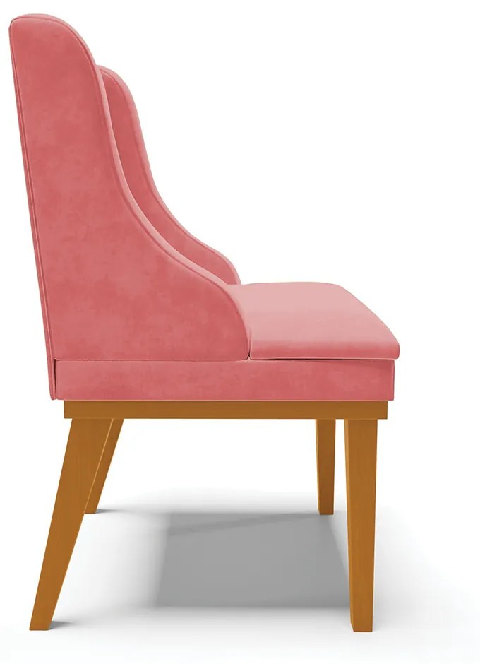Cadeira Sala Jantar Kit 2 Liz Base Madeira Castanho Suede D03 - D'Rossi - Rose