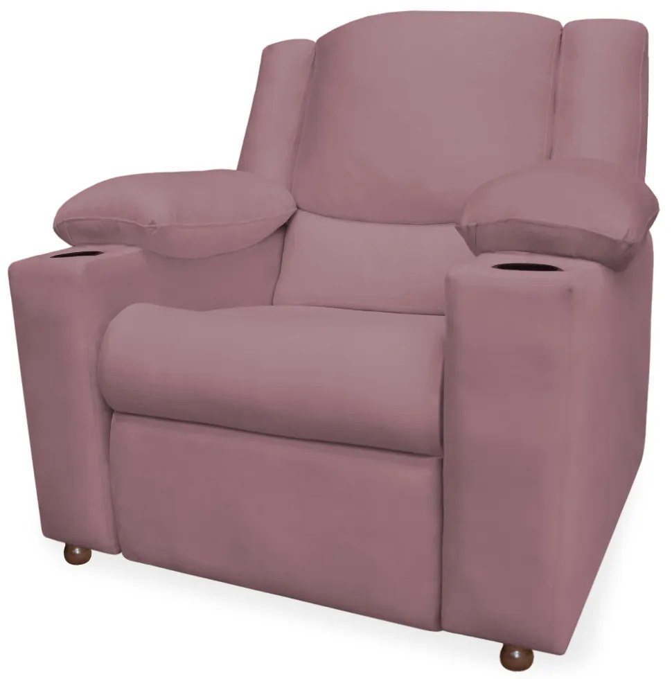 Poltrona Papai Manchester Reclinável Veludo Rose