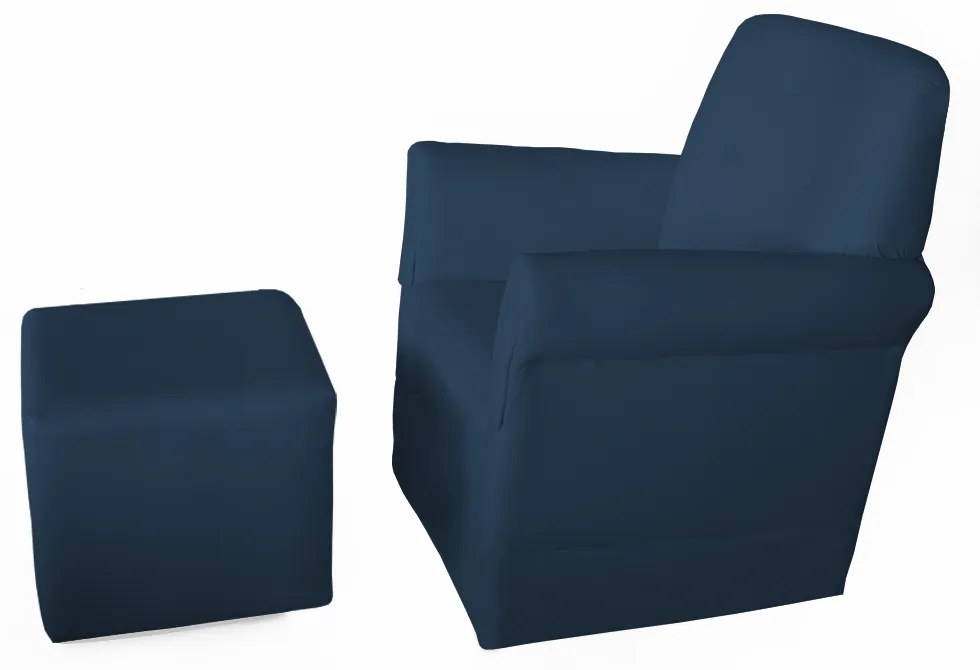 Poltrona Suzi Amamentação Balanço + Puff Suzi Suede Azul Marinho