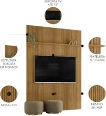 Painel Para TV 75 Polegadas 179cm Logus Z10 Cumaru - Mpozenato