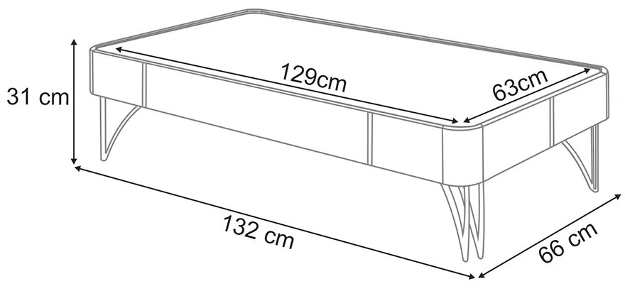 Mesa de Centro Decorativa Rennes MDP/MDF Pés de Aço Verde Pistache/Freijó G26 - Gran Belo