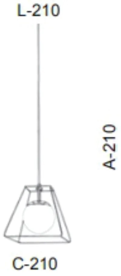 Pendente Aramado Com Globinho 21X21X21Cm 1 X G9 Metal E Globo Ø12Cm |O... (PRETO / COBRE BRILHO)