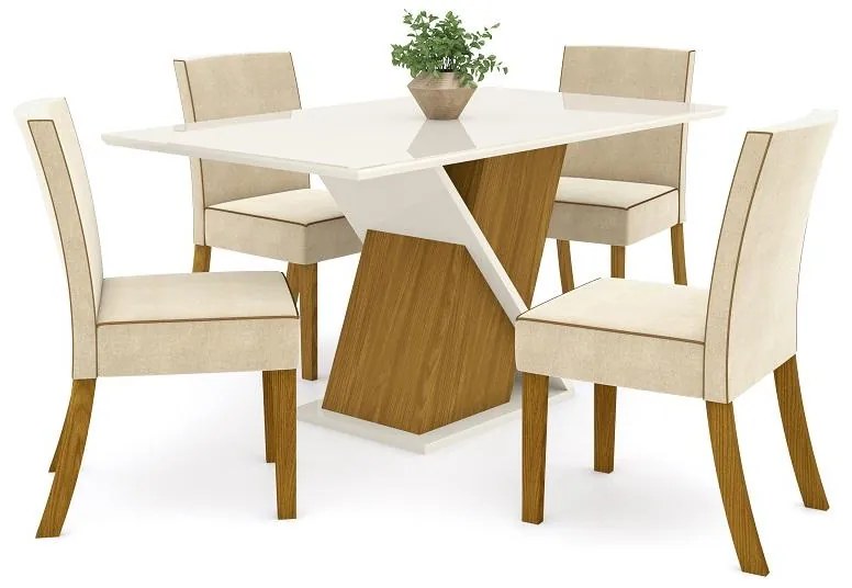 Mesa de Jantar Tampo de Vidro 160cm Solus Nature Off White