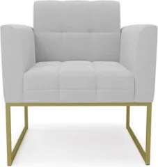Poltrona Sala Base Industrial Dourado Kit 2 Ana Bouclé Cinza - Ibiza
