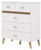 Cômoda Para Quarto 91cm 5 Gavetas Gaby Flex Branco/Camarim V02 - Mpoze