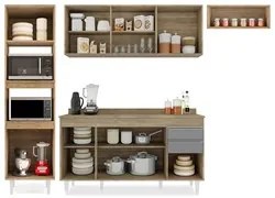 Armário de Cozinha Modulada 4 Peças CP11 Balcão com Tampo Castanho/Cin