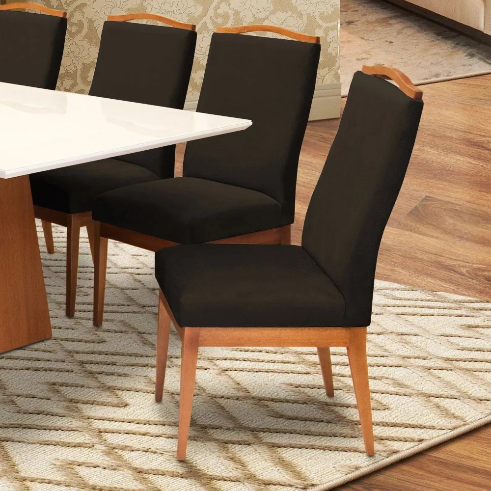 Conjunto 6 Cadeiras Decorativa Lara Veludo Marrom