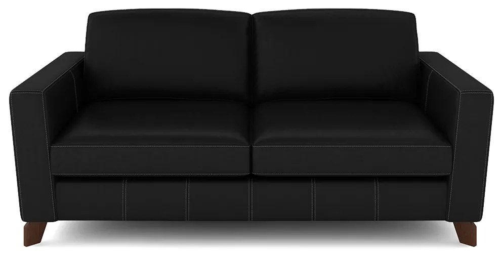 Sofá Sala de Estar Living 3 Lugares 200cm Presley Pés Madeira Couro Preto G52 - Gran Belo