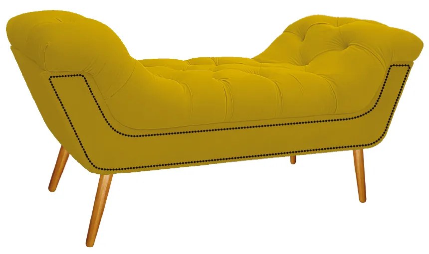Kit Cabeceira e Calçadeira Veneza 100 cm Solteiro Suede Amarelo - ADJ Decor