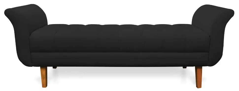Recamier Olinda Veludo 160 cm Pés Chanfrado Castanhos - D'Rossi - Preto