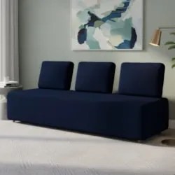 Sofá 3 Lugares 222cm Sala de Estar Rovier Veludo Azul Z32 - Mpozena