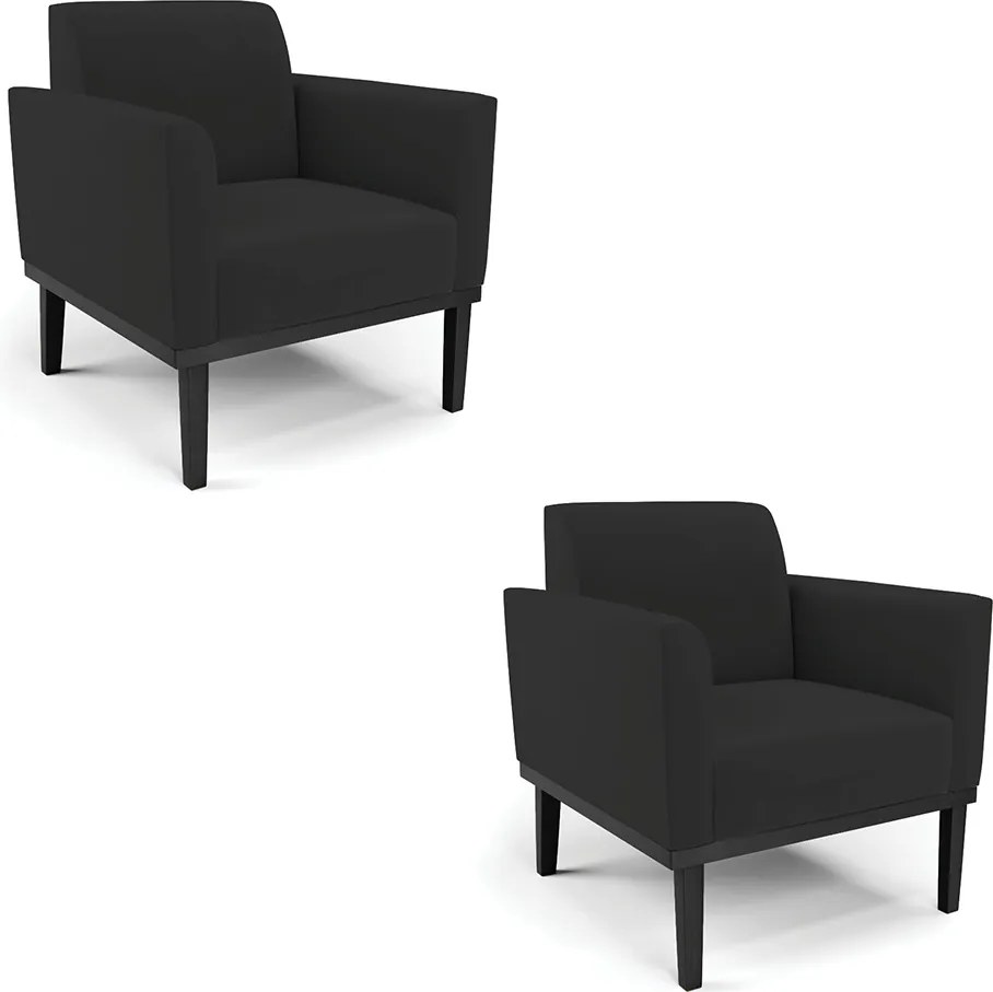 Kit 2 Poltronas Decorativas Isabella Pés Fixo em Madeira Preto Veludo Preto G19 - Gran Belo