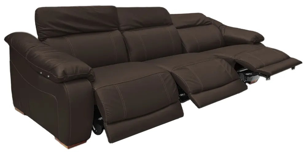 Sofá Elétrico Reclinável Sala de Estar Concepción U076 308cm Modulado Botão Touch Couro Marrom G49 - Idea Relax By Natuzzi Group