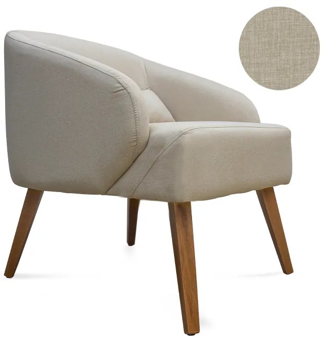 Poltrona Decorativa Lara Pés de Madeira Linho Bege - Sheep Estofados - Bege
