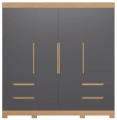 Guarda Roupa Casal 212cm 4 Portas Vivacce Freijó/Titanium   - Albatroz