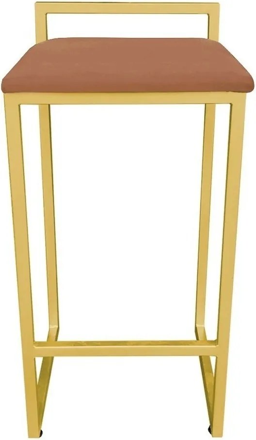 Conjunto 02 Banquetas Pietra Suede Base Dourado D03 - D'Rossi - Terra