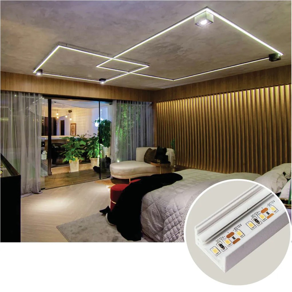 Junção Teto/teto Perfil Sobrepor Para Fita Led Garbo 10X10Cm | Usina 3... (BT - Branco Texturizado)