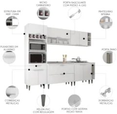Armário de Cozinha CP07 Com Pia 100cm Pérola Z34 Branco - Mpozenat