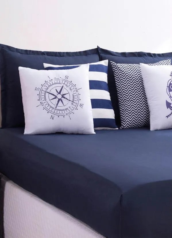 Jogo de Cama Azul Queen 7 Peças