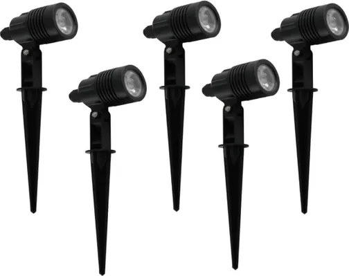 Kit 5 Espetos Led Abs Preto 3w 38° 3000k Ip65 Optical