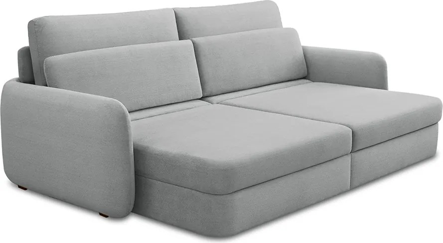 Sofá Cama Sala de Estar Bipartido Elétrico 254cm Retrátil Caixa Zero Torrion Veludo Bege G93 - Gran Belo