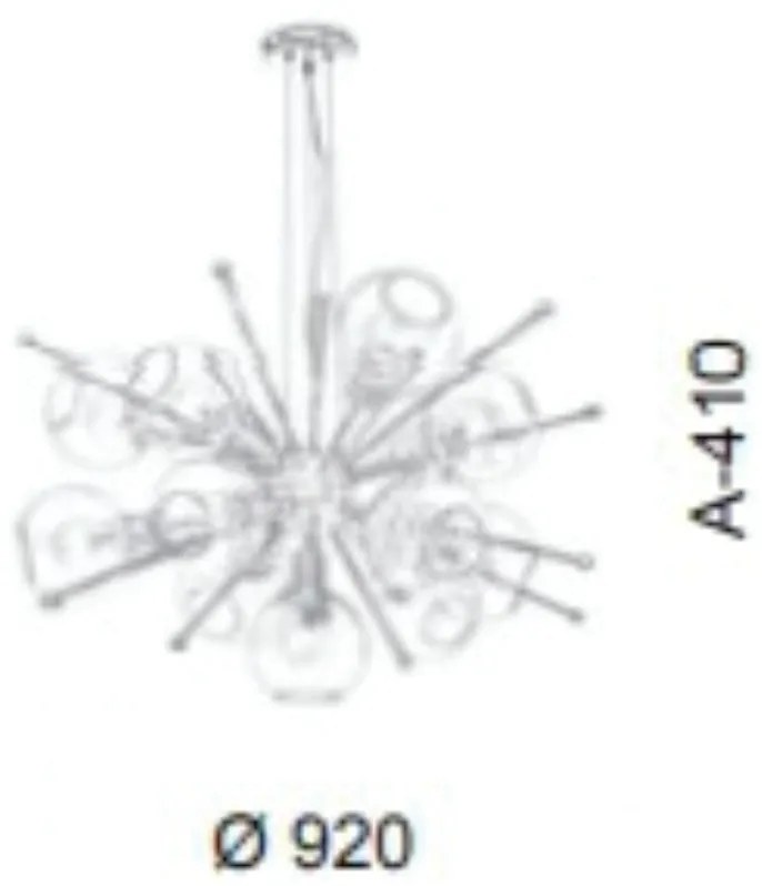 Pendente Com Globinho Aberto Ø92X41Cm 13 X E27 Metal E Globo Sputinik... (CROMADO, CLEAR)