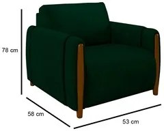 Conjunto Sofá 3 Lugares 223cm e Poltrona 98cm Amaranto M22 Veludo Verd