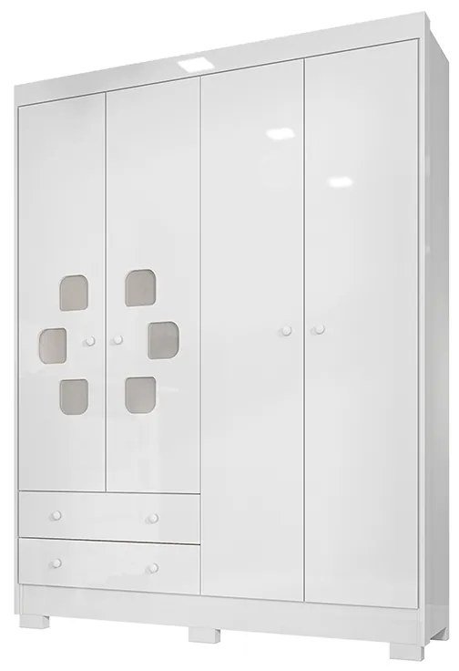 Guarda Roupa Infantil Carinho 4 Portas 2 Gavetas Branco Flex - Incorplac - Branco