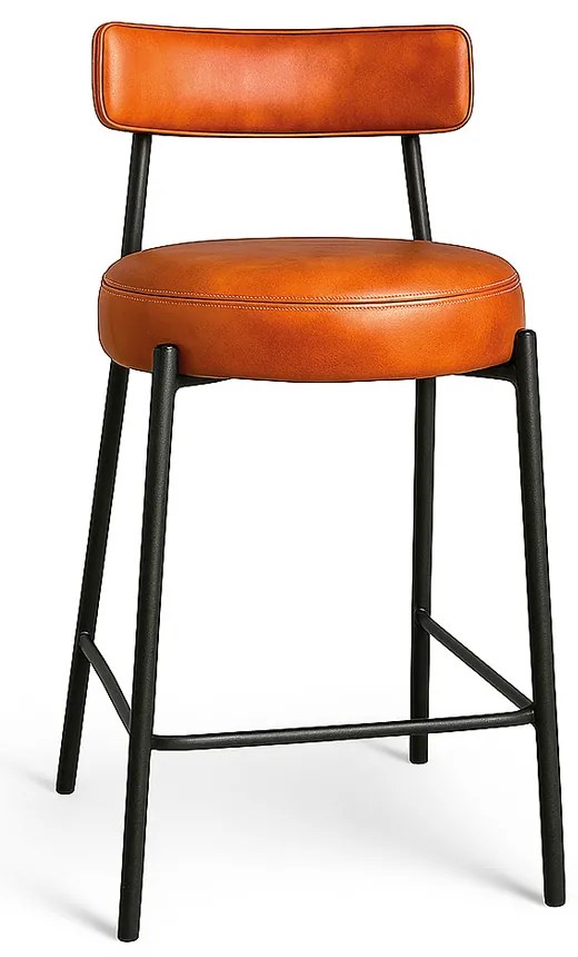 Banqueta Cozinha Alta com Encosto Industrial Preto Londres PU D03 - D'Rossi - Nozes