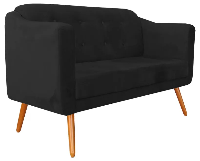 Namoradeira Bruna 1,40 m 2 Lugares Pés Palito Suede Preto