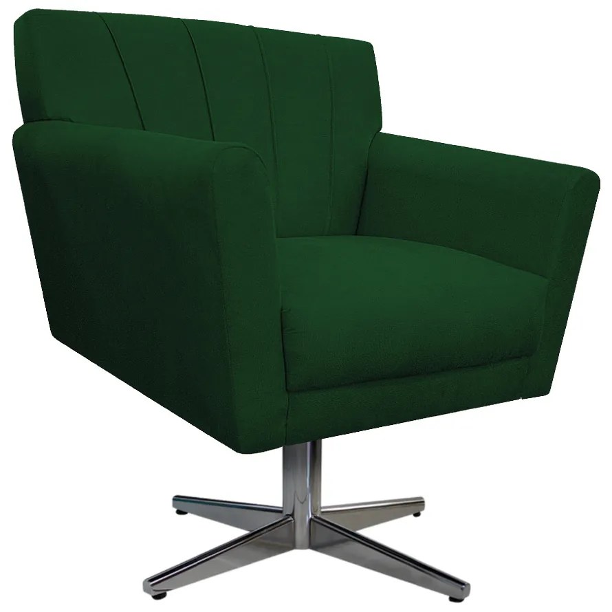 Poltrona Laura Base Giratória de Metal Suede Verde - ADJ Decor