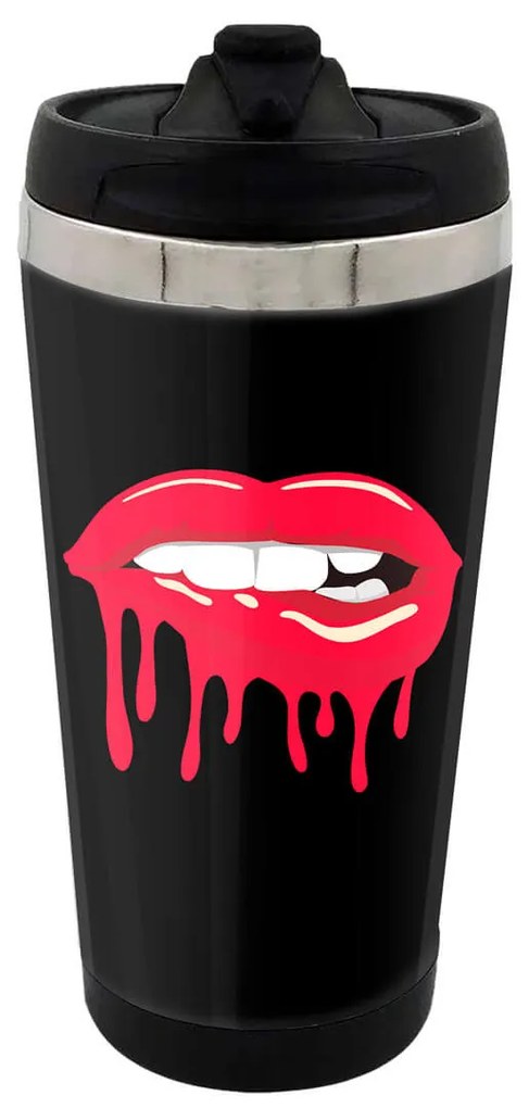 Copo Térmico 500ml Inox Boca Lábios Vermelho Molhados