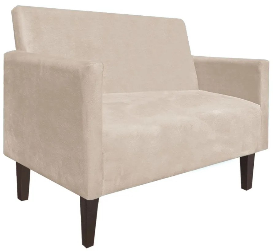 Namoradeira Jade 02 Lugares Suede Bege Pés Chanfrado Tabaco - D'Rossi