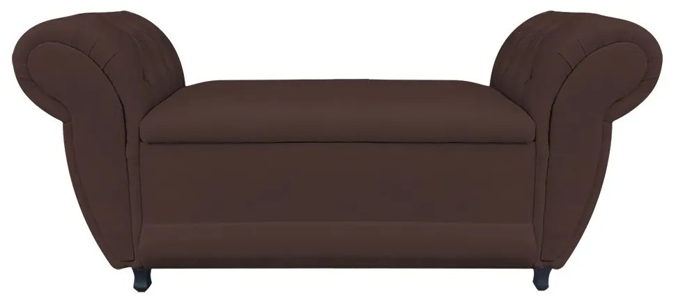 Recamier com Baú Grécia Namoradeira Calçadeira Suede M11- D'Rossi - Marrom