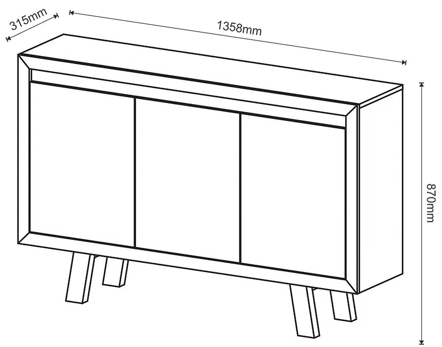 Balcão 3 Portas para Escritório Home Office ME4120 MDP Rustico G69 - Gran Belo