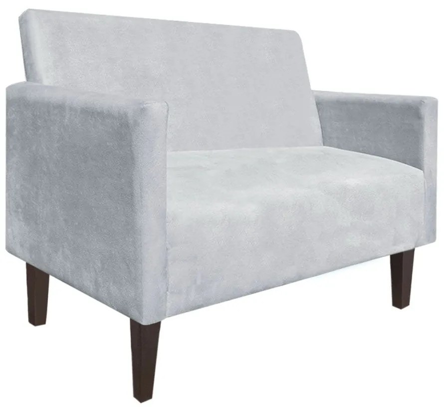 Namoradeira Jade 02 Lugares Suede Cinza Pés Chanfrado Tabaco - D'Rossi