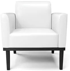 Poltrona Decorativa Base Madeira Preto Maressa Sintético PU Branco - I