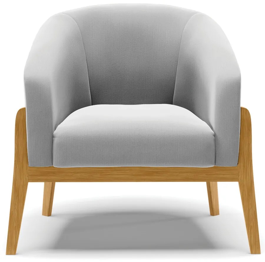 Poltrona Decorativa Base de Madeira Stella Suede Cinza D03 - D'Rossi