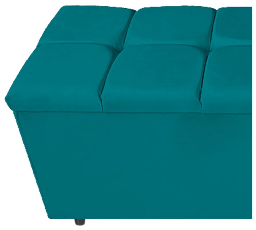 Calçadeira Estofada Manchester 195 cm King Size Suede Azul Turquesa - ADJ Decor
