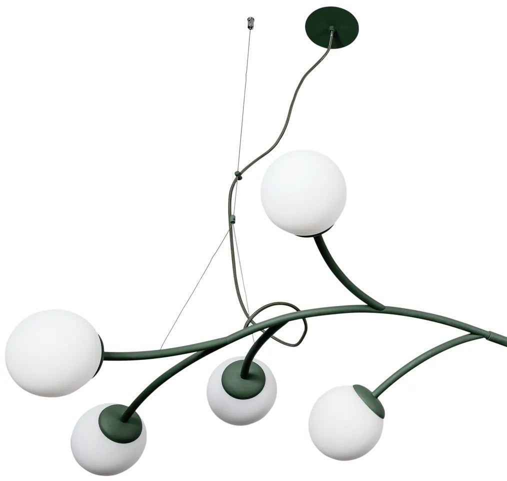 Pendente Zucca 65X142Cm 10Xg9 Cabo Aço Chumbador + Cabo Rayon / Globo... (BT - Branco Texturizado, FOSCO)