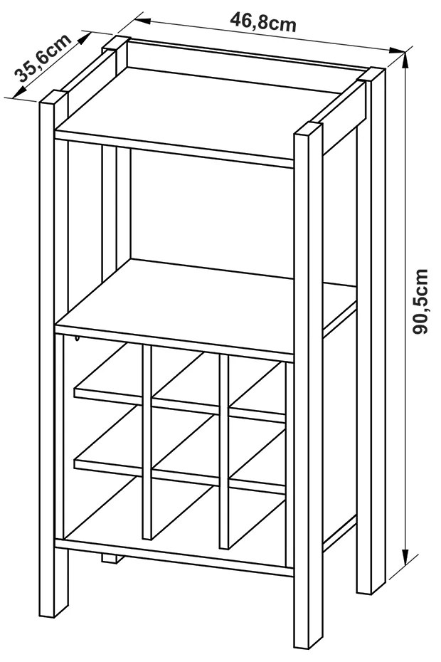 Adega Bar para Sala de Estar Decorativa AZ1032 MDP Nogal/Preto G69 - Gran Belo