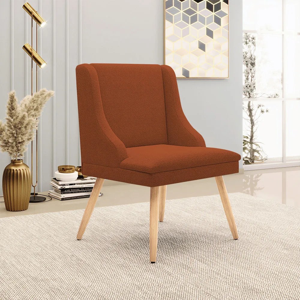 Cadeira Sala de Jantar Pé Palito Natural Kit 6 Liz Bouclê D03 - D'Rossi - Terra