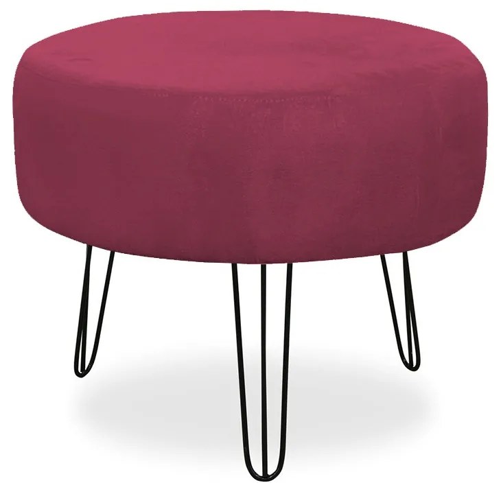 Puff Redondo para Sala Chloe Suede Bordô