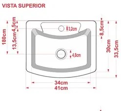 Cuba Pia de Apoio para Banheiro Retangular Aria RT41 C08 Azul Escuro -