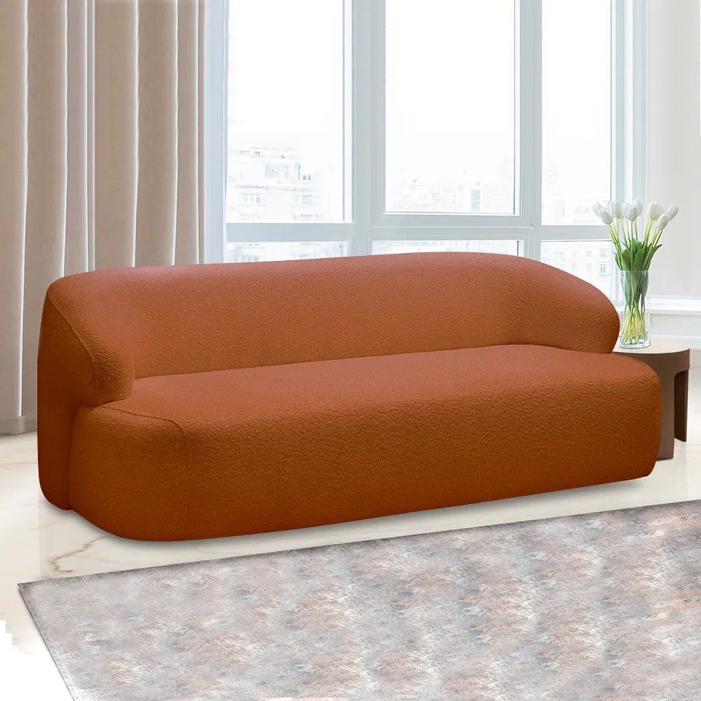Poltrona Namoradeira 150cm Decorativa Charlote Sala de Estar Pés em Madeira Bouclê Terracota G88 - Gran Belo